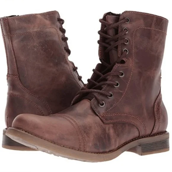 ?? Steve Madden Troopah Brown Leather Boots sz 11 Steve Madden Womens Troopa Combat Boot Size 7.5 Brown  main image 2